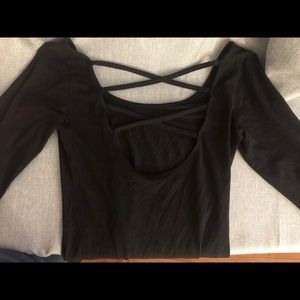 Black Long Sleeve Crossed back Bodysuit